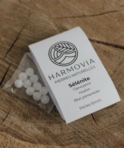 Perles Sélénite 'AA' 6mm, 1 pièce